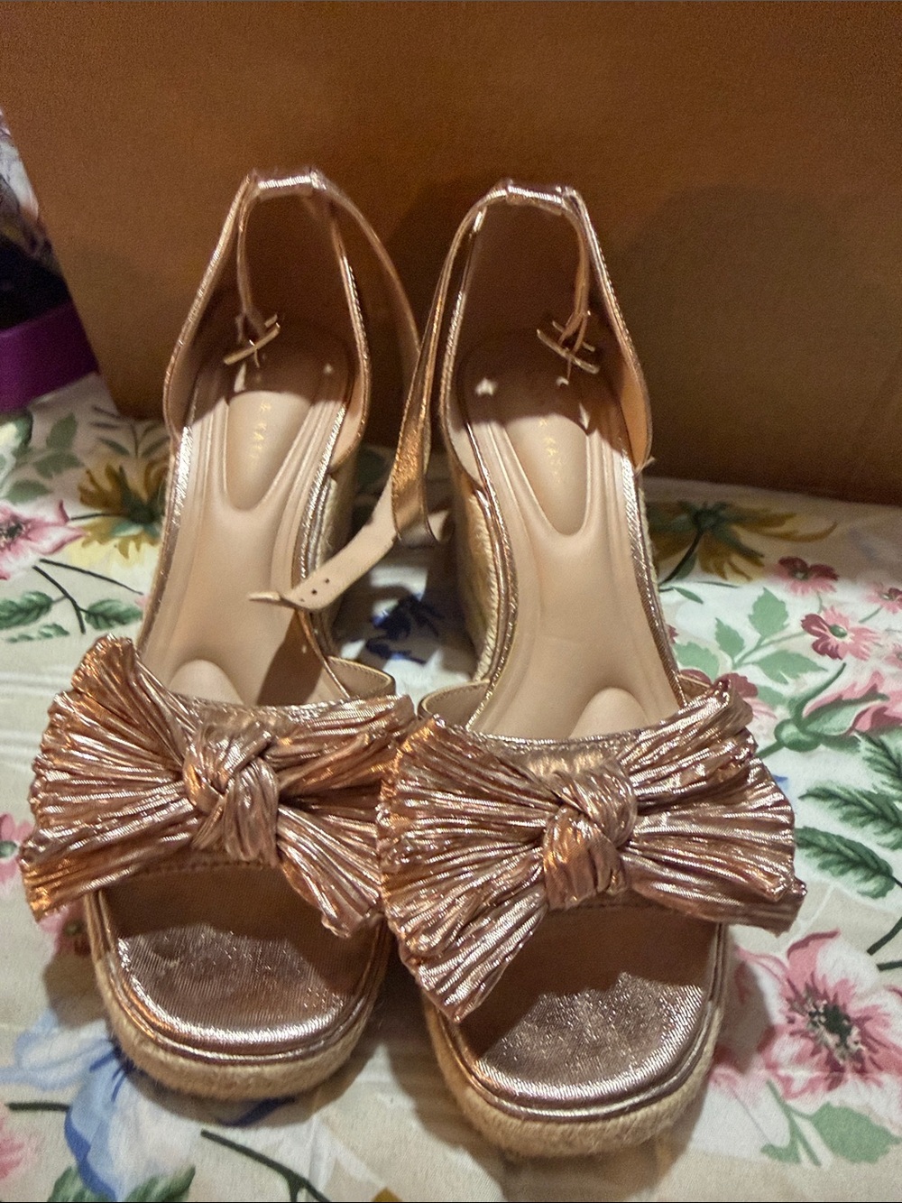 Kelly & Katie Rose Gold Bow Platform Sandals